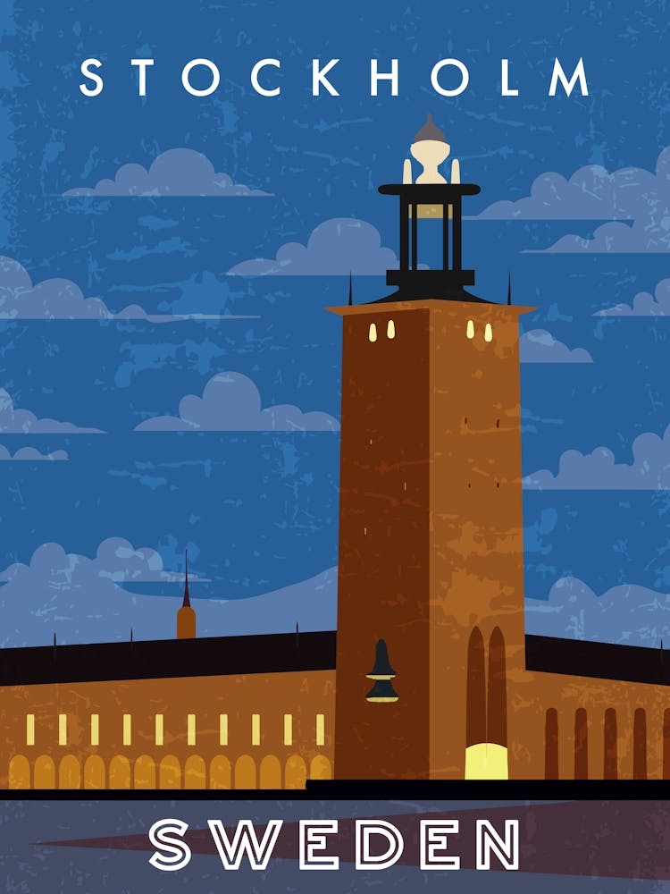 Stockholm, Sweden — Retro travel minimalist poster
