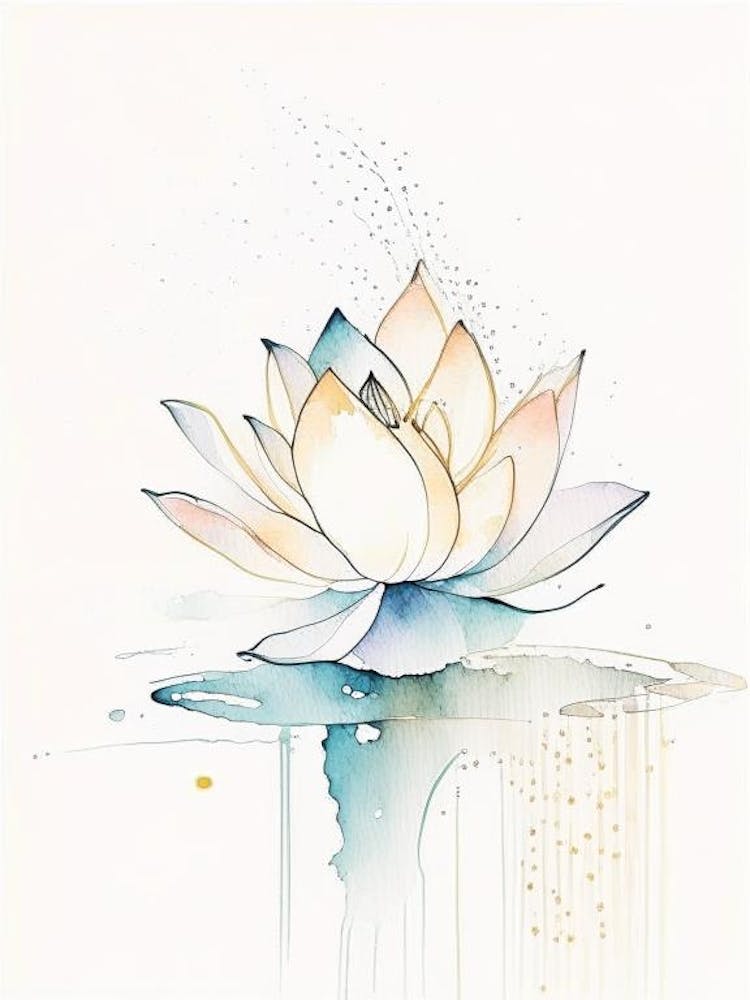 Lotus Flower, Buddhist Symbol Minimal Watercolour 2