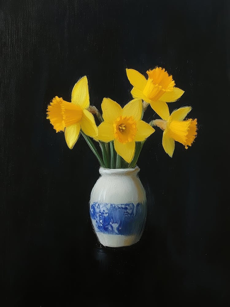 Daffodils In A Blue Vase 1