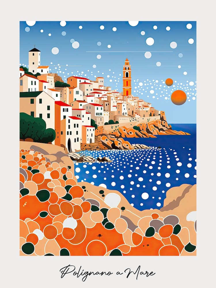 Poster Of Polignano A Mare, Italy, Illustration In The Style Of Pop Art 4