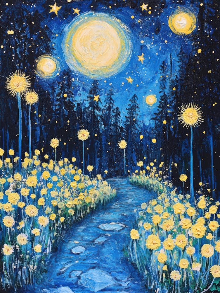Starry Night With Dandelions