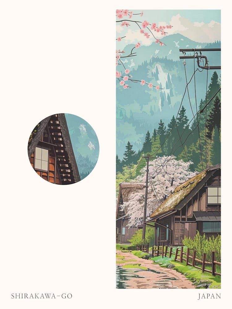 Shirakawa Go Japan 1 Cut Out Travel Poster