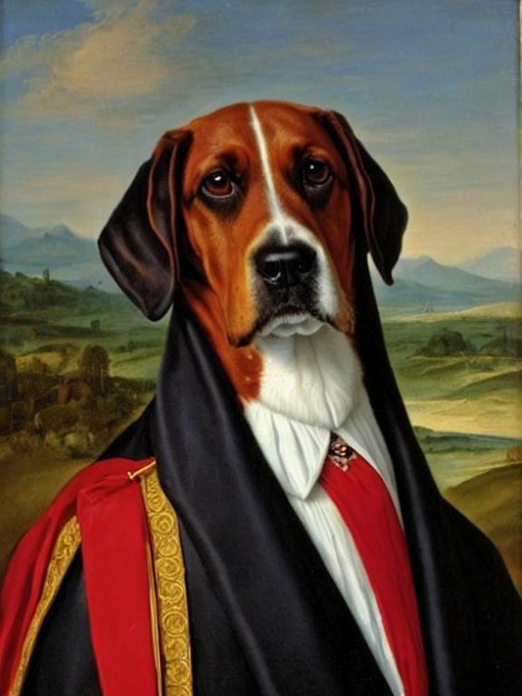 American English Coonhound 3 Renaissance Portrait Oil Painting