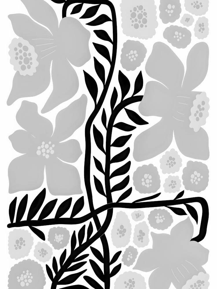 Black And White Floral Pattern 1