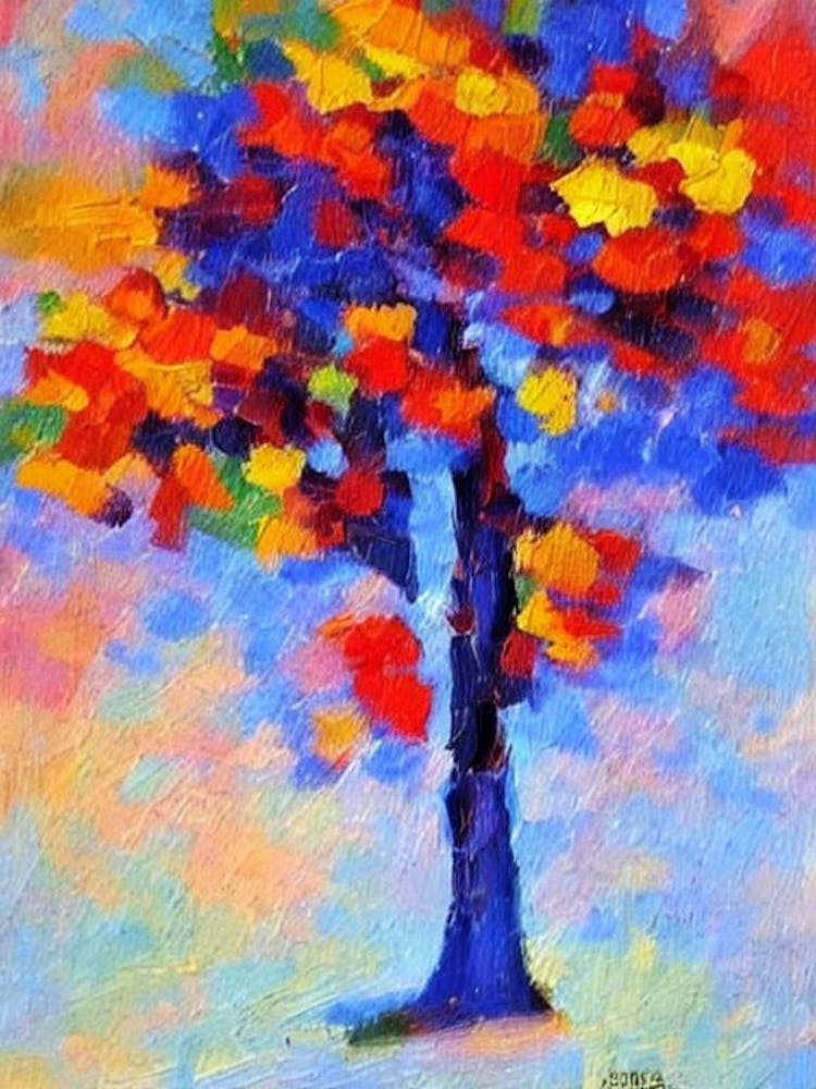 Ash tree Abstract Block Colour