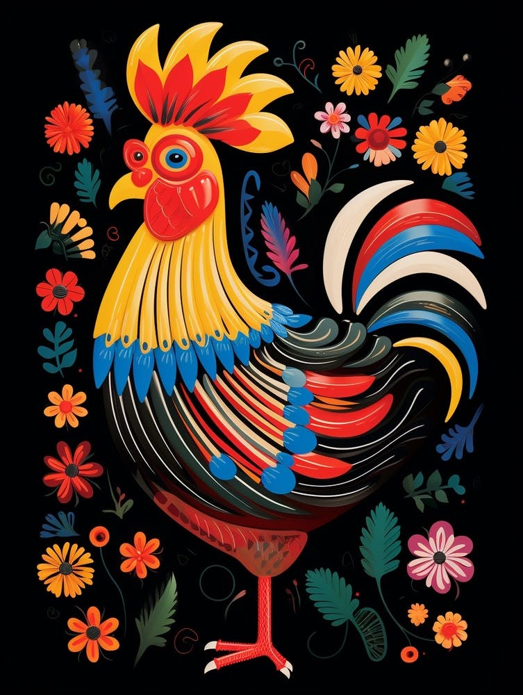 Folk Bird Illustration Chicken 6