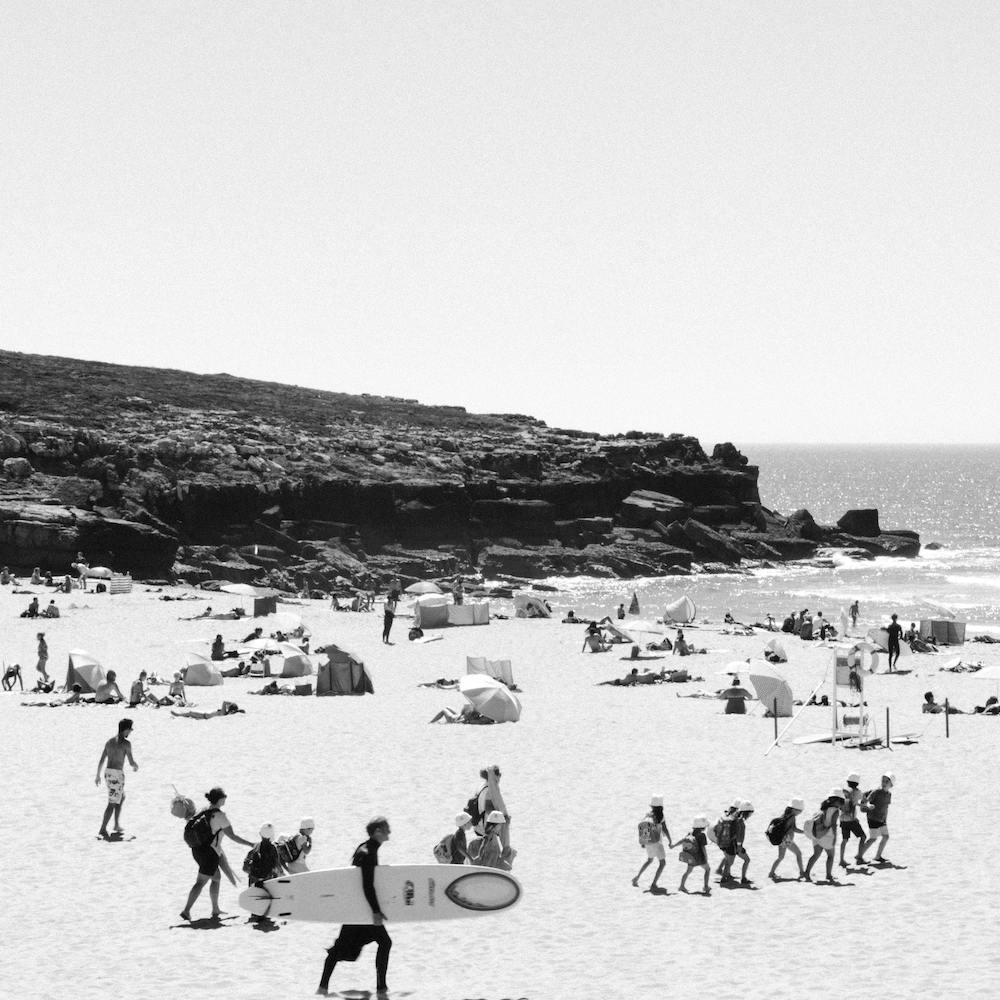 Day At The Beach Portugal Black And White Travel Documentary Photography Square