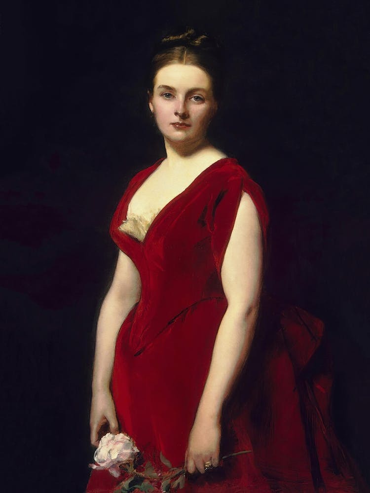 Lady In Red, Dark Moody Vintage Woman Portrait