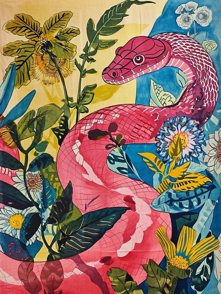 Peinture Animale Florale - Serpent 4