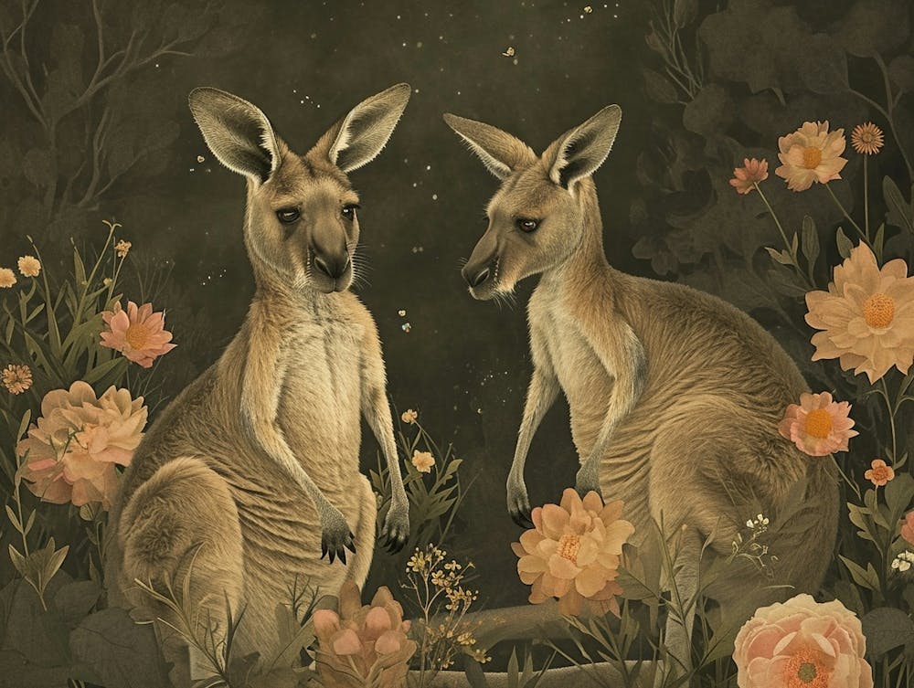 Florale Tierillustration Känguru 1