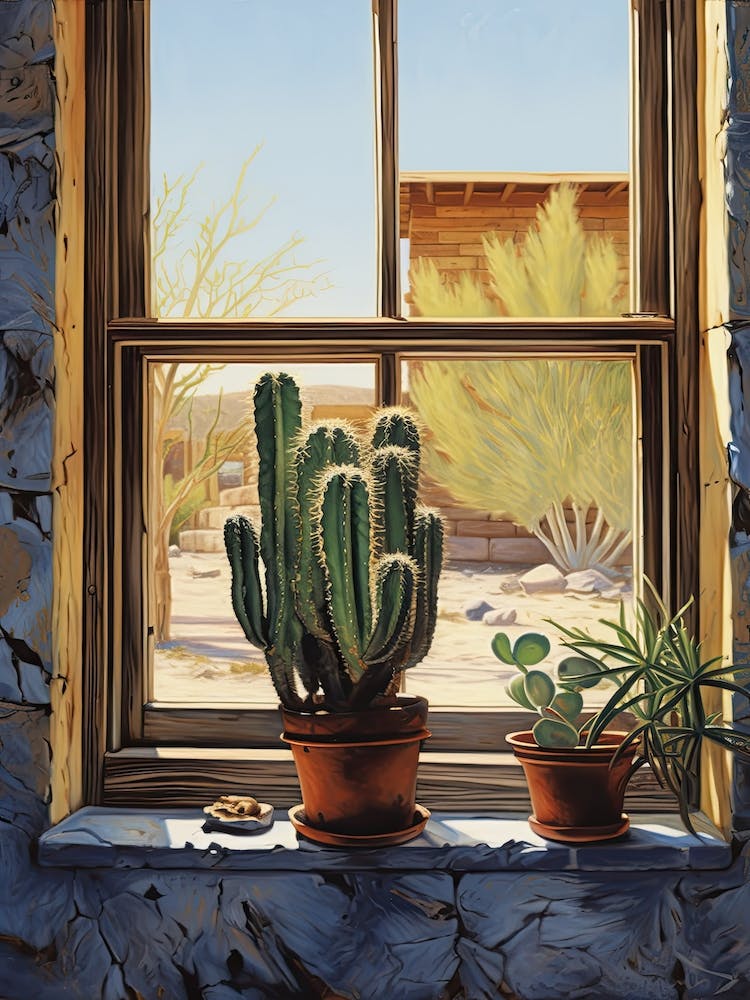 Organ Pipe Cactus On A Window  1