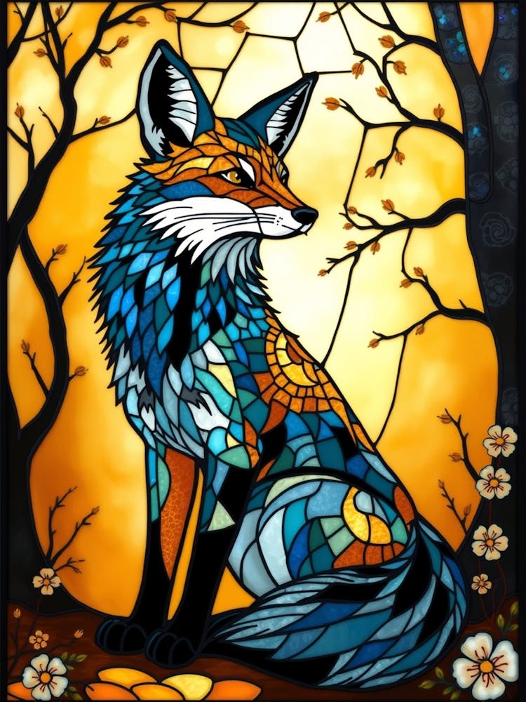 Stained Glass Fox 6