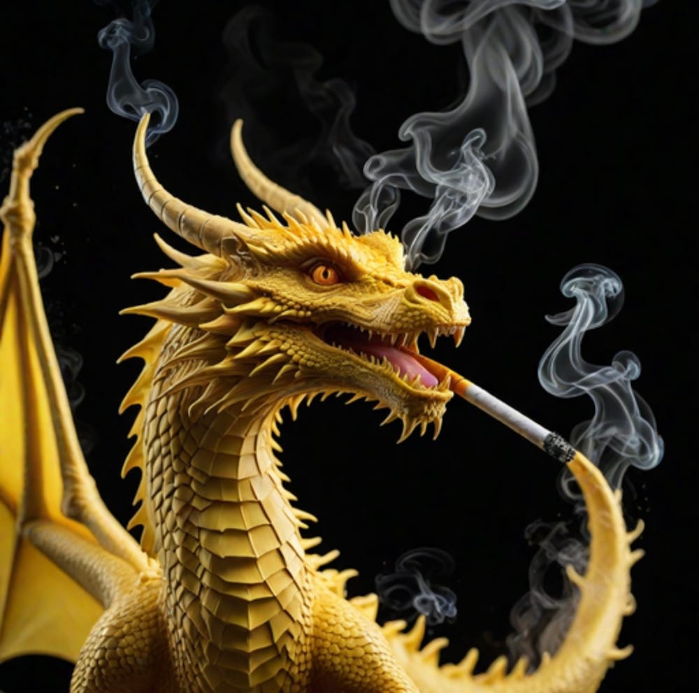 Dragon Smoking A Cigarette