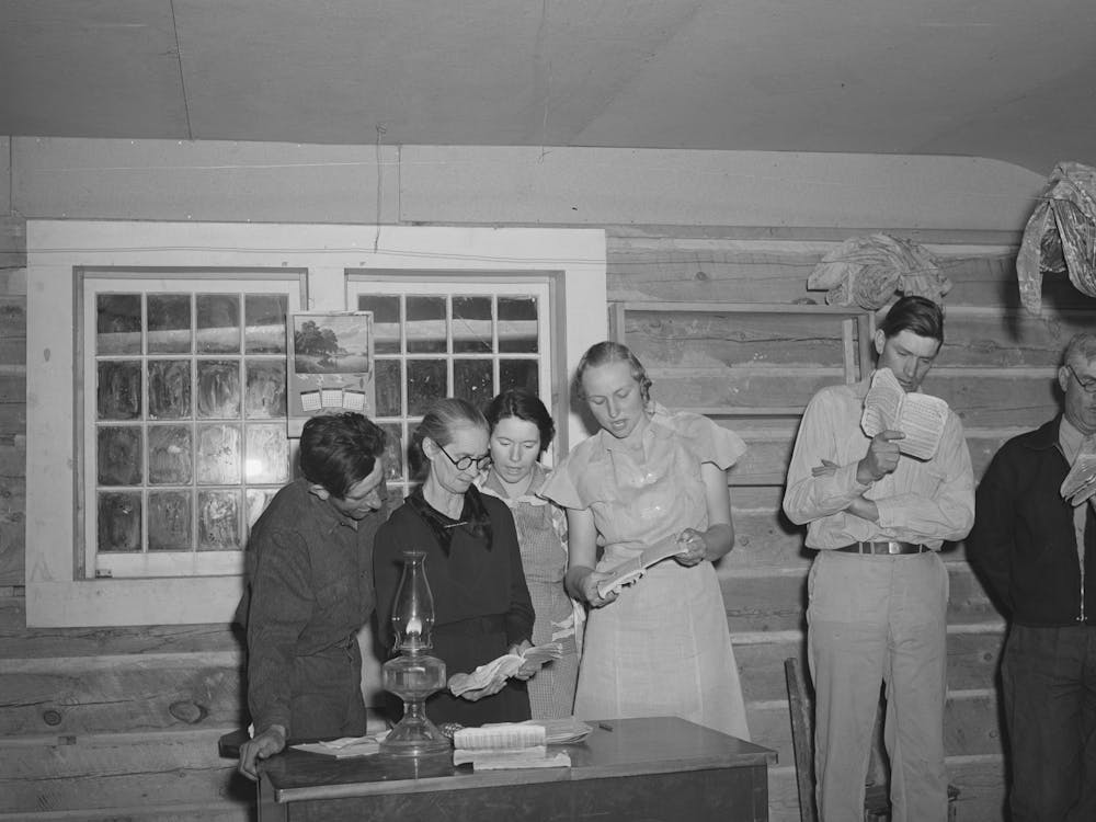 Farmers And Wives Singing At The Literary Society, Pie Town, New Mexico By Russell Lee
