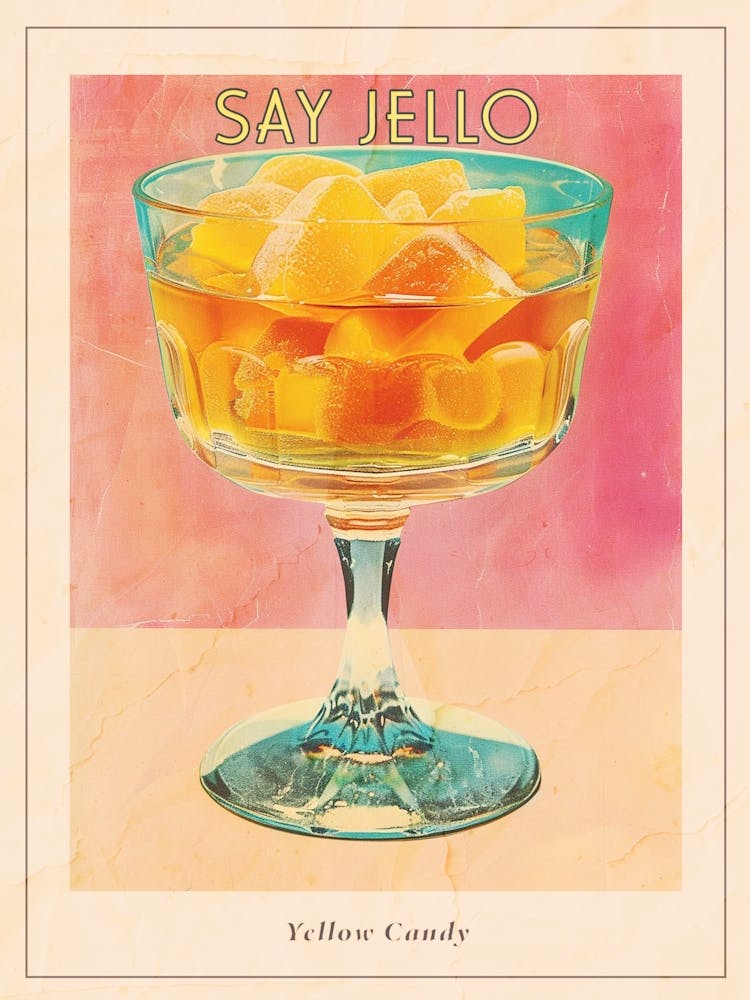 Yellow Jellied Candy Sweets Retro Collage 2 Poster
