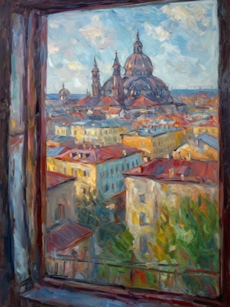 Window View Of Moscow Russia Impressionism Style 2