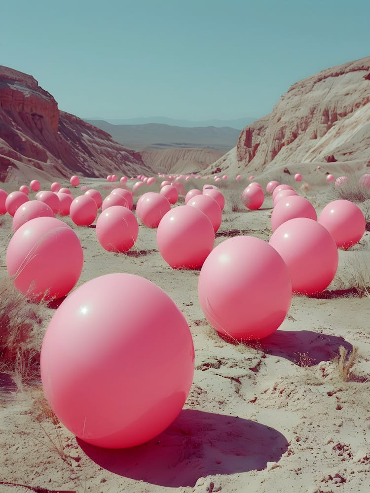 Boules roses dans le désert