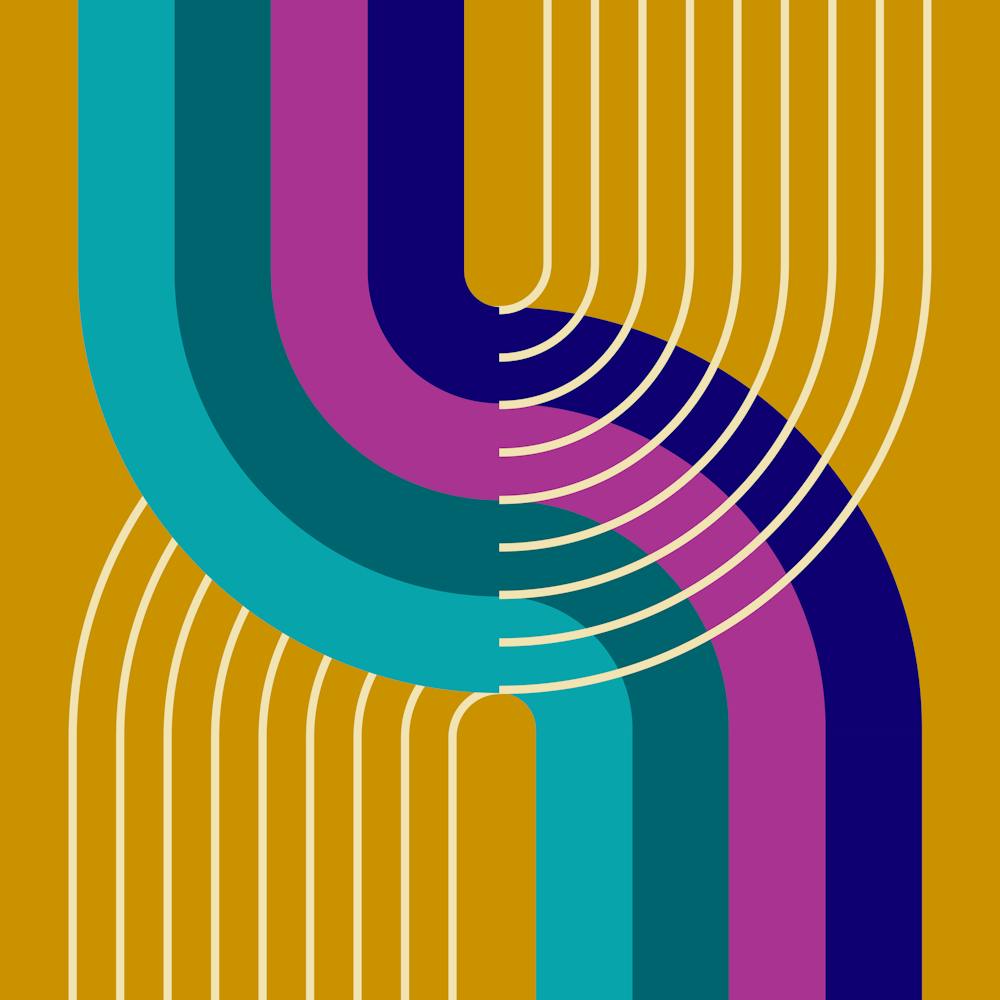 Midcentury Modern Geometric Rainbow Abstract Vii In Persian Vibes 02