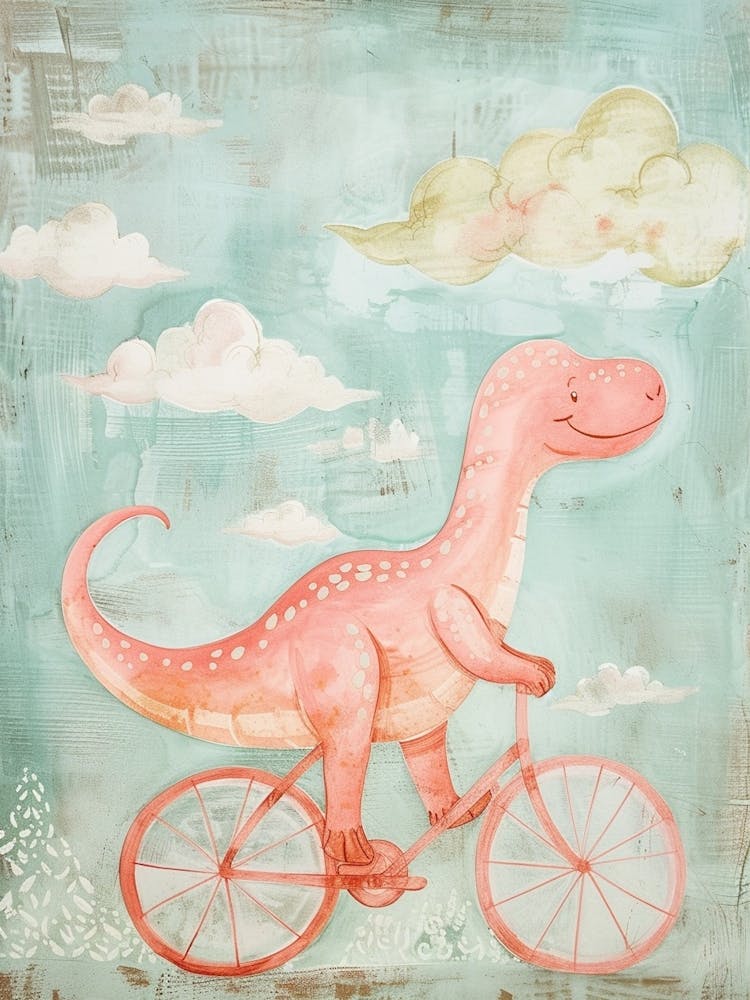 Dinosaur On A Bike Painting 2
