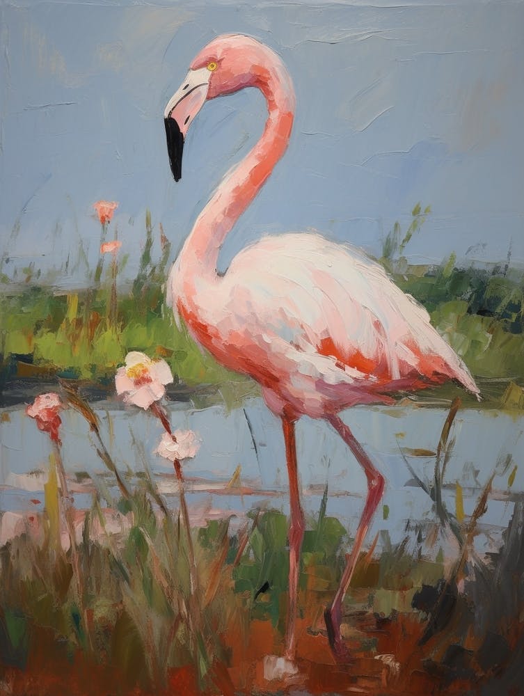 Bird Painting Greater Flamingo 3