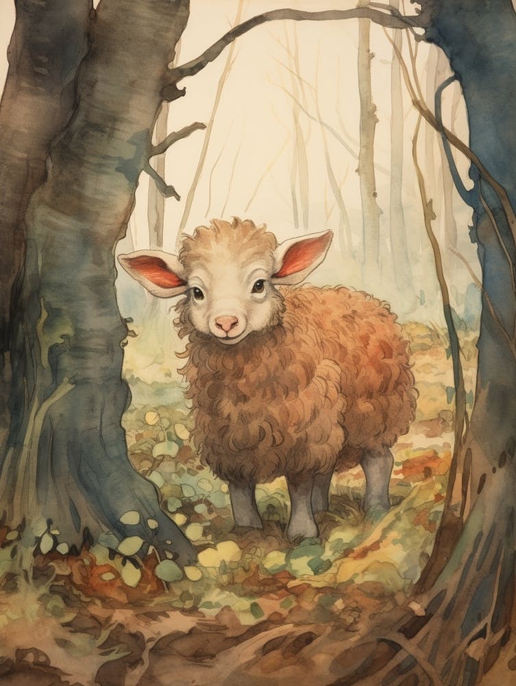 Storybook Animal Watercolour Sheep 1