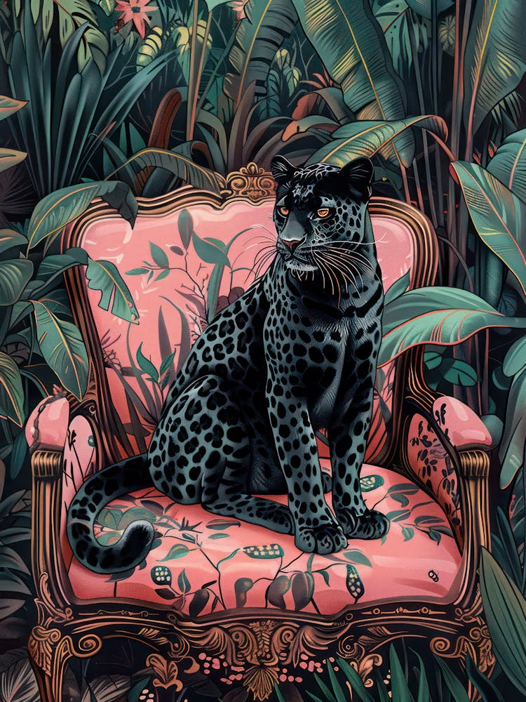 Black Leopard Maximalist Jungle Decor Animals