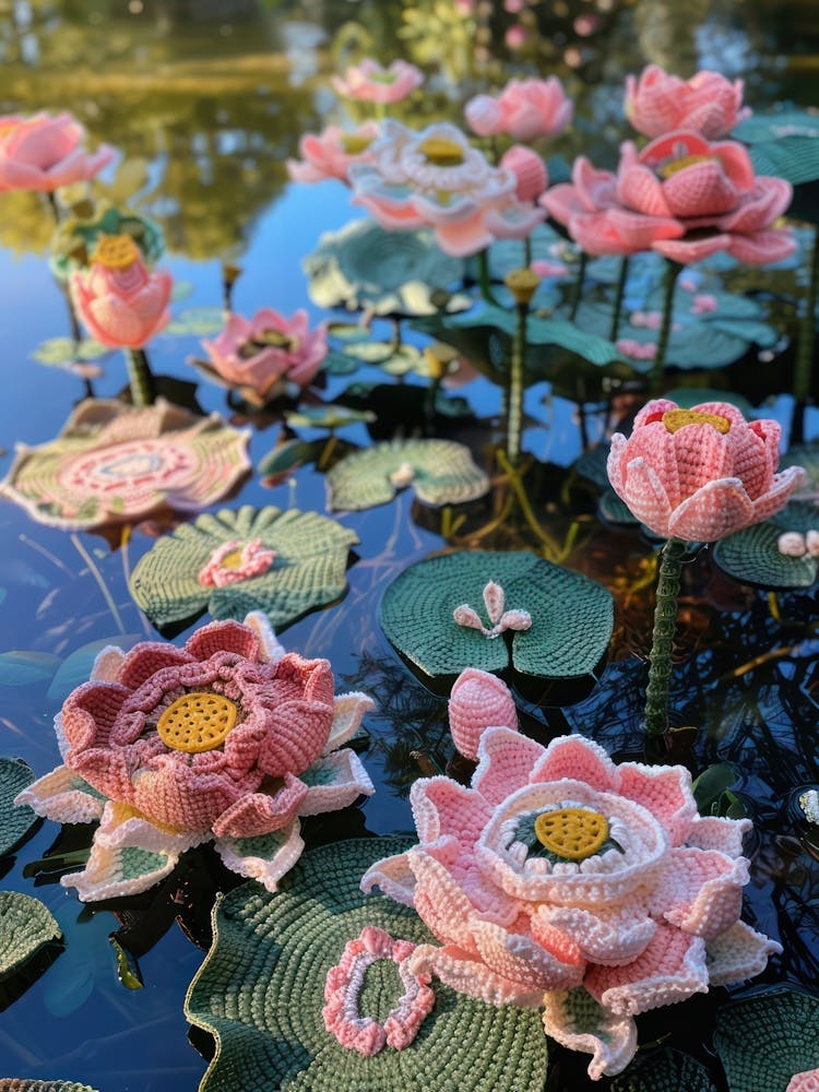 Pink Lotus Knitted In Crochet 2