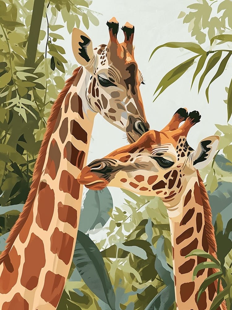 Modern Illustration Of Two Giraffes 1