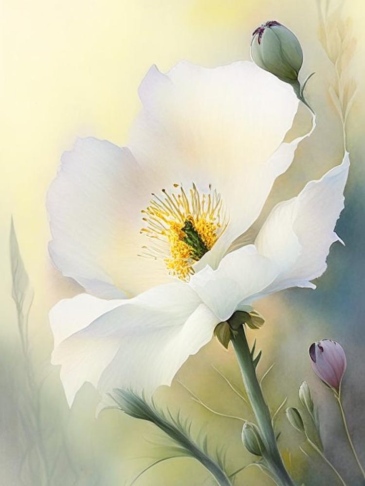 Matilija Poppy Wildflower Watercolour