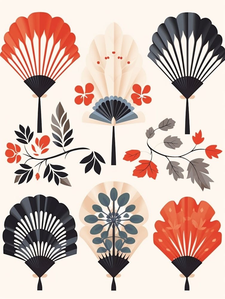 Japanische Fächer Sensu Illustration 1