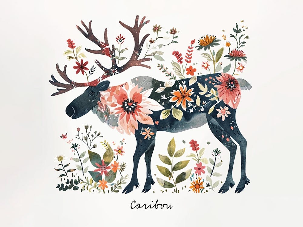 Little Floral Caribou 2 Poster
