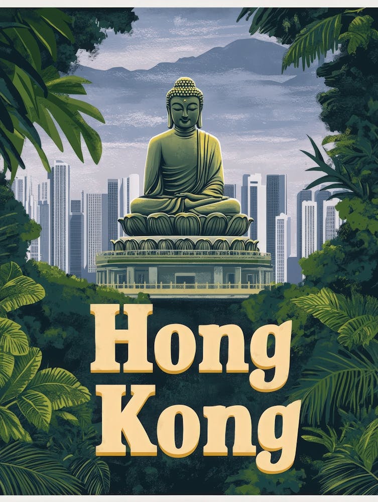 Aihrgdesign A Mid Century Modern Travel Poster For Hong Kong 5