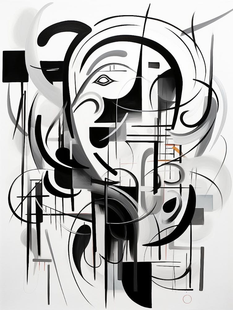 Chromatic Fusion Abstract Black And White 7