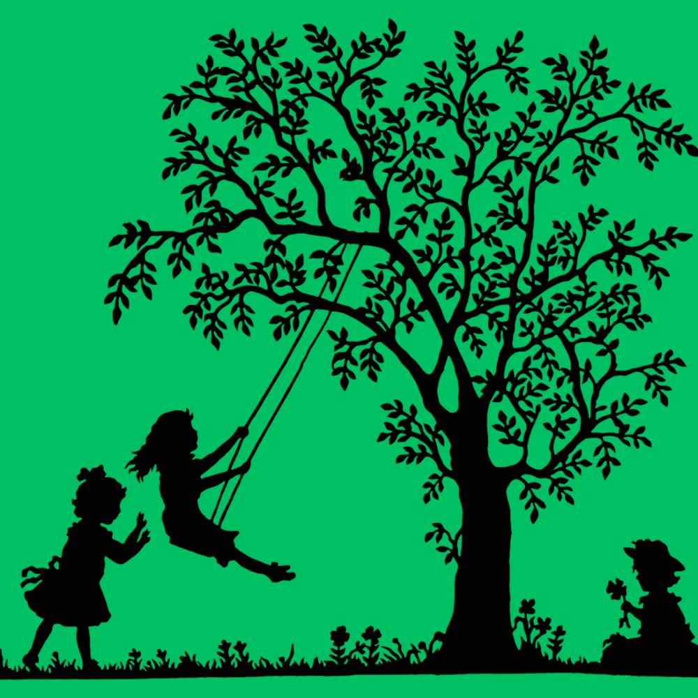 Silhouette Of Children Swinging