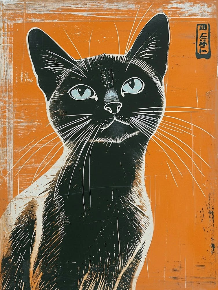 Tokinese Cat Relief Illustration 1