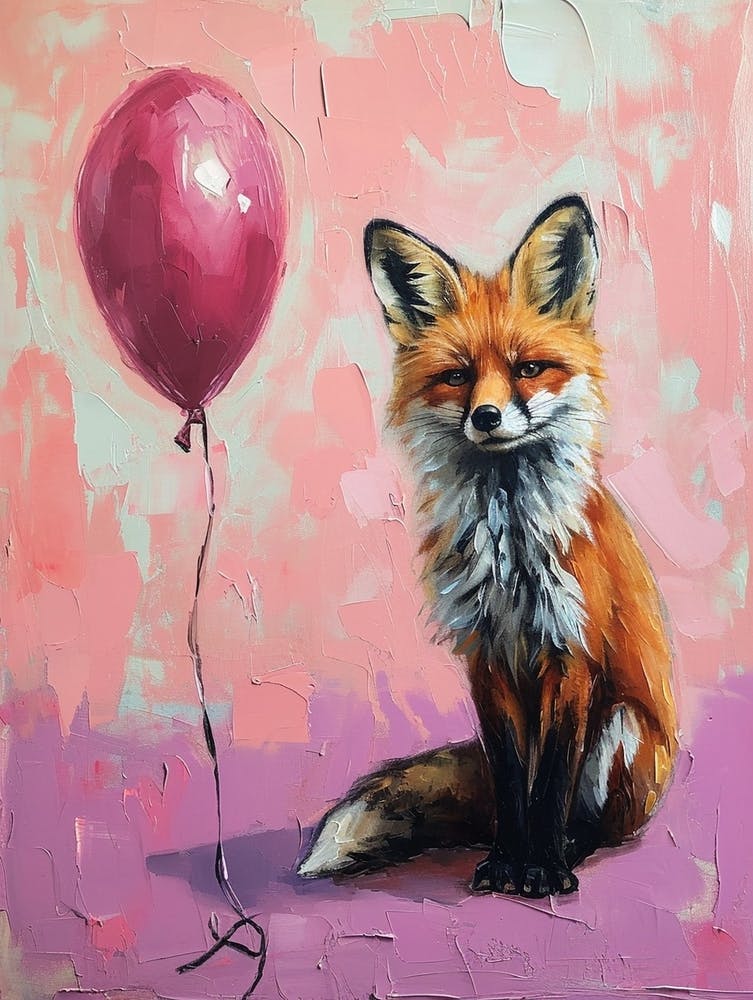 Cute Fox 4 With Balloon
