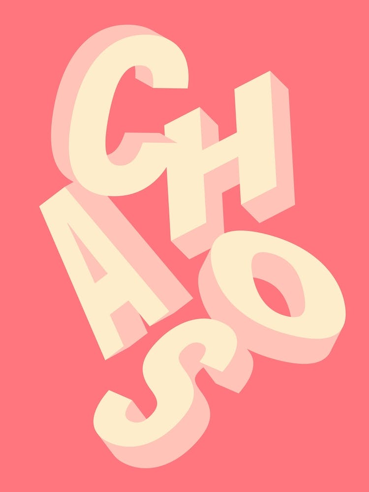 Chaos Typographic Poster Pink