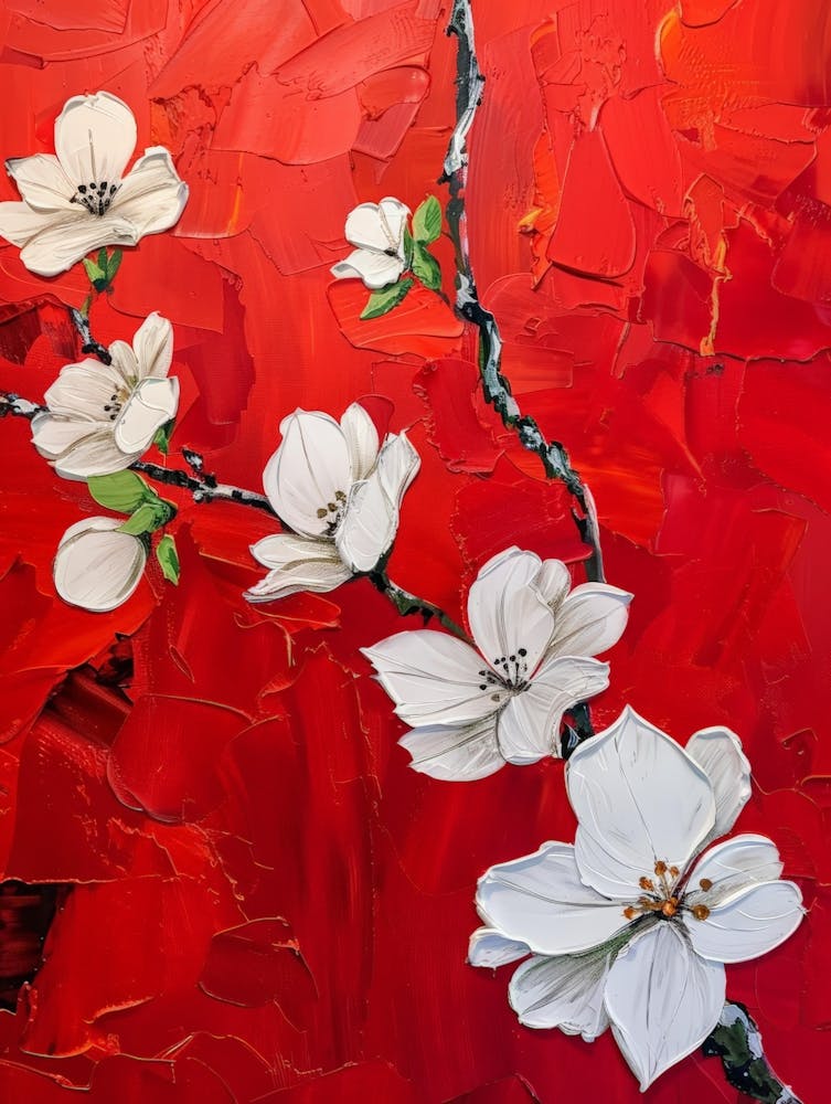 Fleurs Sur Fond Rouge