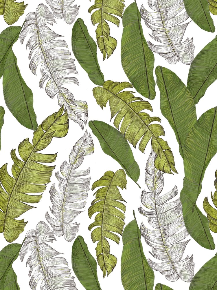 Tropical Leaves White
