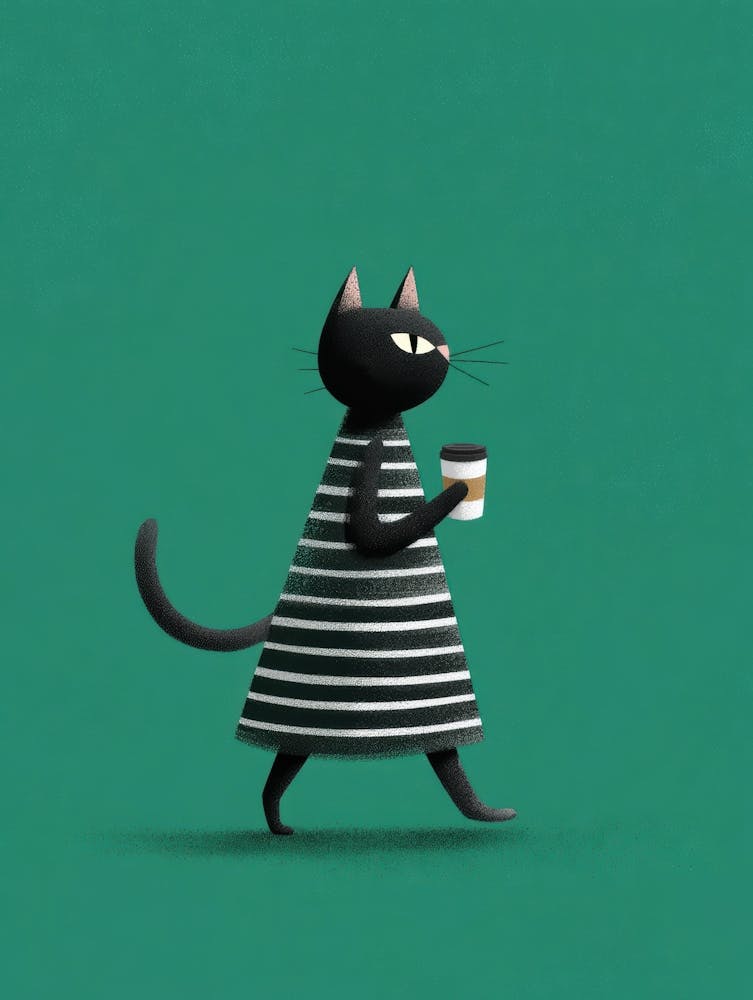 Chat en Robe Rayée 5