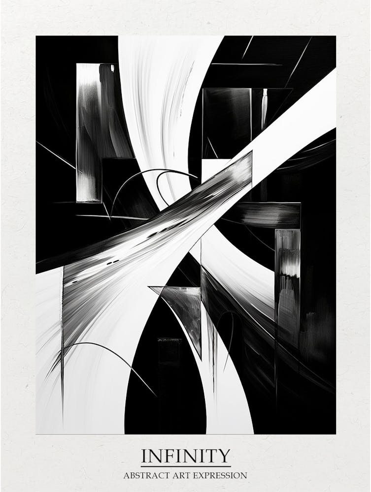 Unendlichkeit Abstrakt Schwarz-Weiß 2 Poster