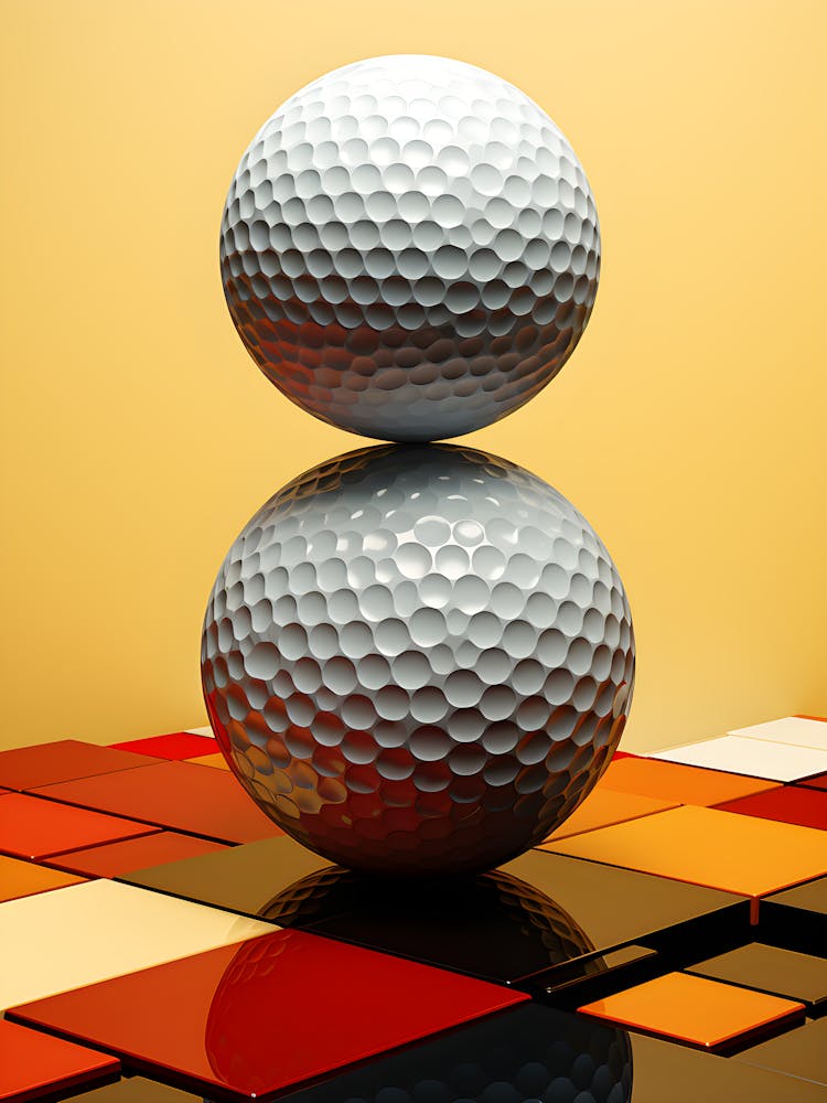 Modern Golf Ball – Minimalist Abstract 3d Design With Bold Colors, Contemporary Sports Wall Decor