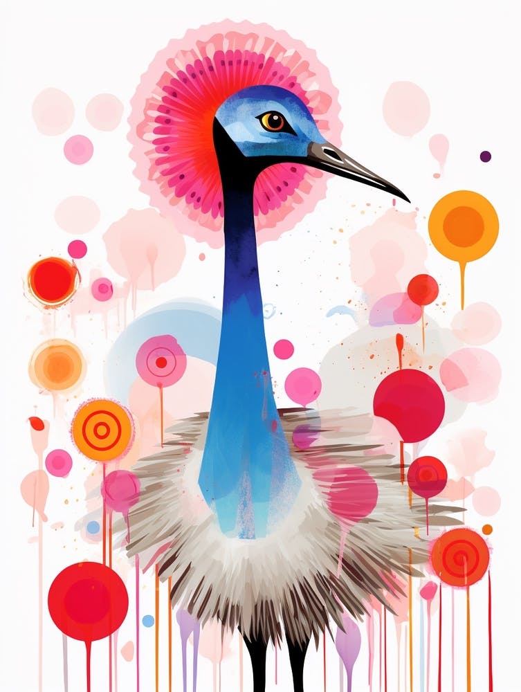 Bird Painting Collage Ostrich 2