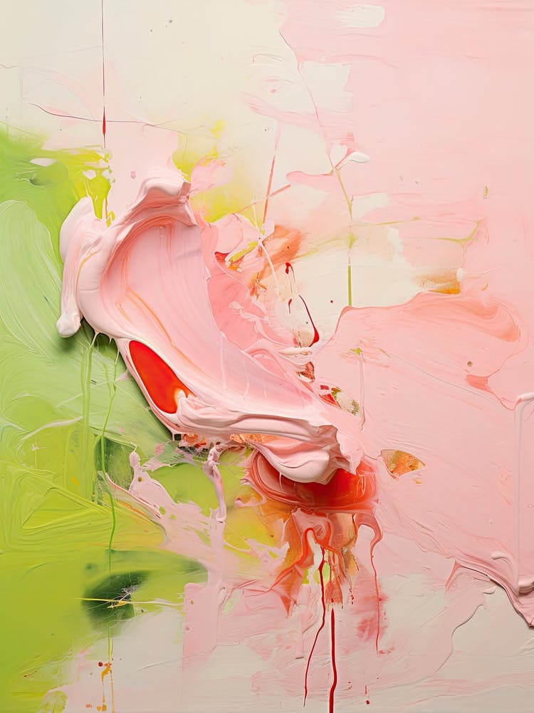 Pink And Green Abstract Raw Painting 1