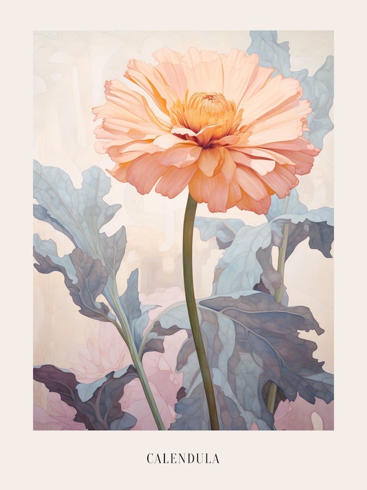 Floral Illustration Calendula 1 Poster
