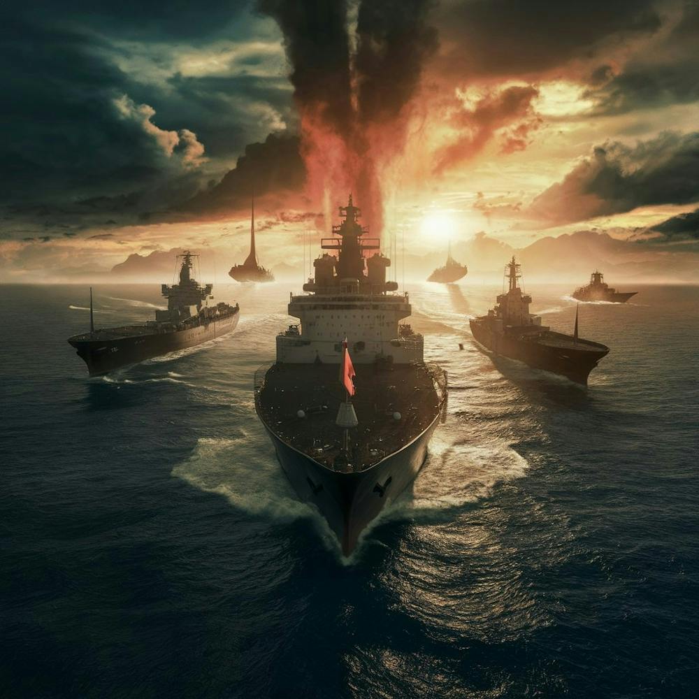 Warships In The Ocean