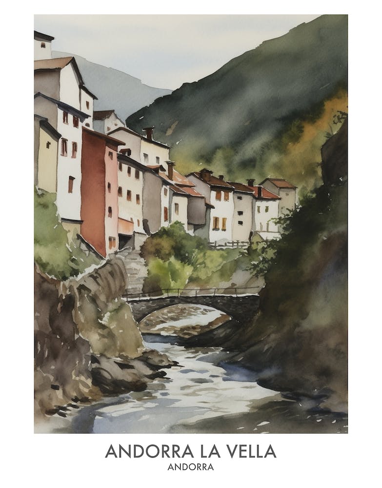 Andorra 2 Aquarell-Reiseposter