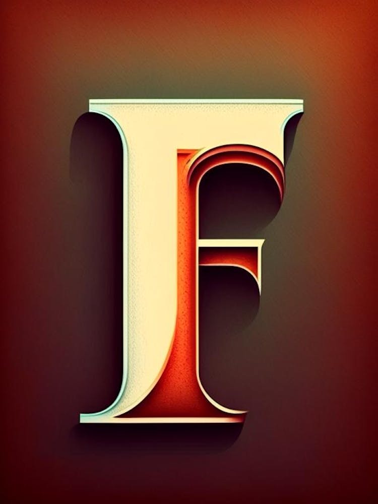 F, Letter, Alphabet Retro Drawing 1