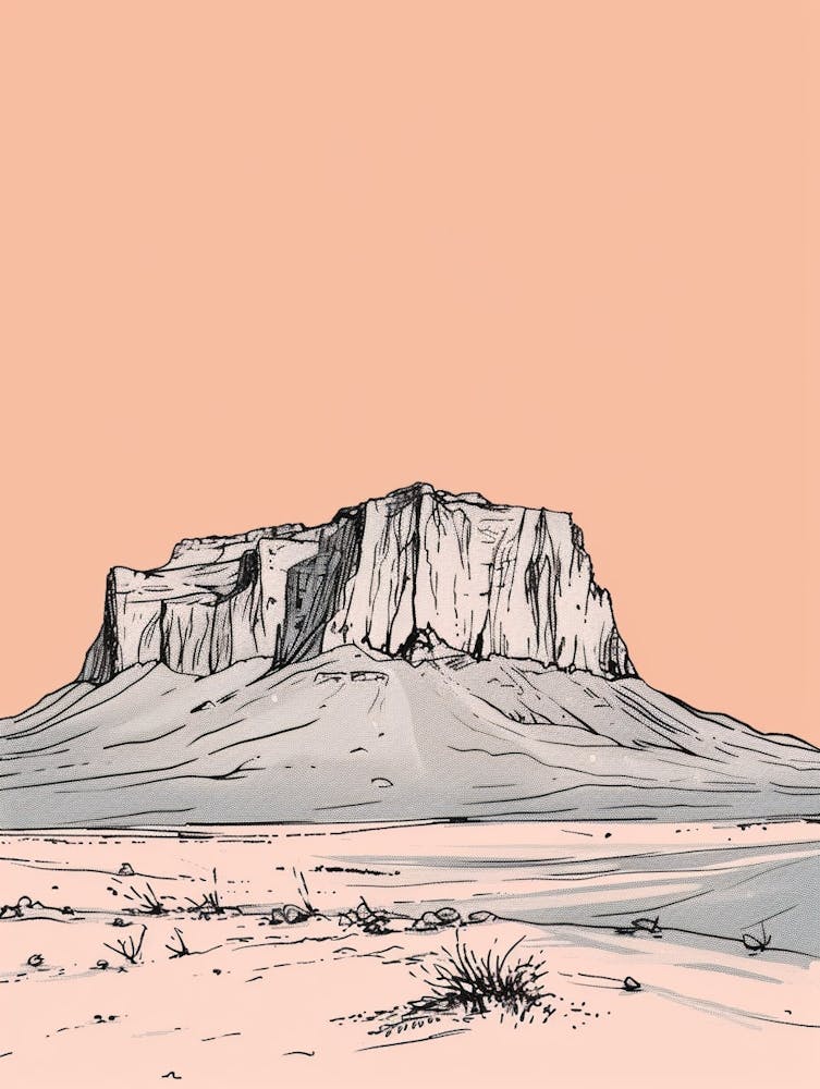 Mount Roraima Venezuela Brazil Color Line Drawing (6)