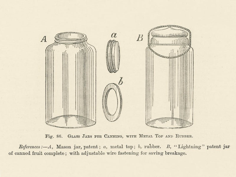 Vintage Illustration Of Canning, Jars, Metal Top, Rubber, John Wright
